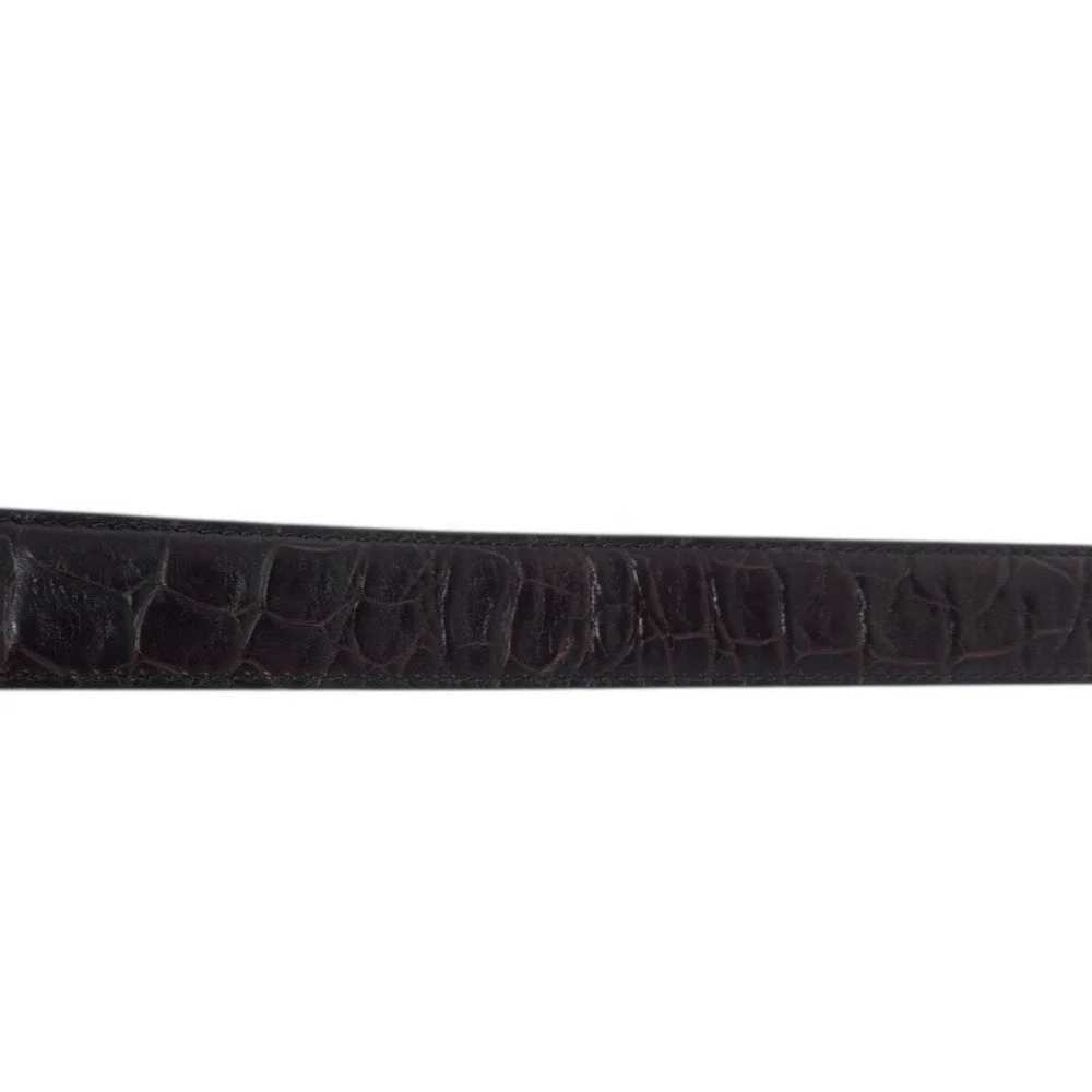 VTG Banana Republic Unisex Geuine Leather Dark Brown Croc Print Belt Size 26